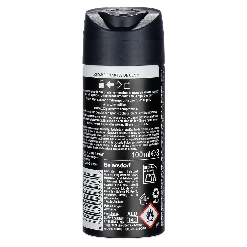 Desodorante Nivea Men Invisible Black & White Spray 100 Ml - Imagen 9