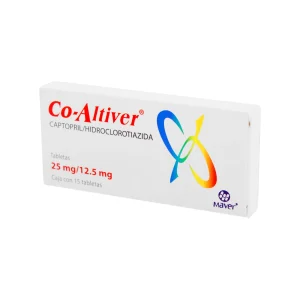 Co-Altiver (Captopril/Hidroclorotiazida) 25/12.5 Mg Con 15 Tabletas