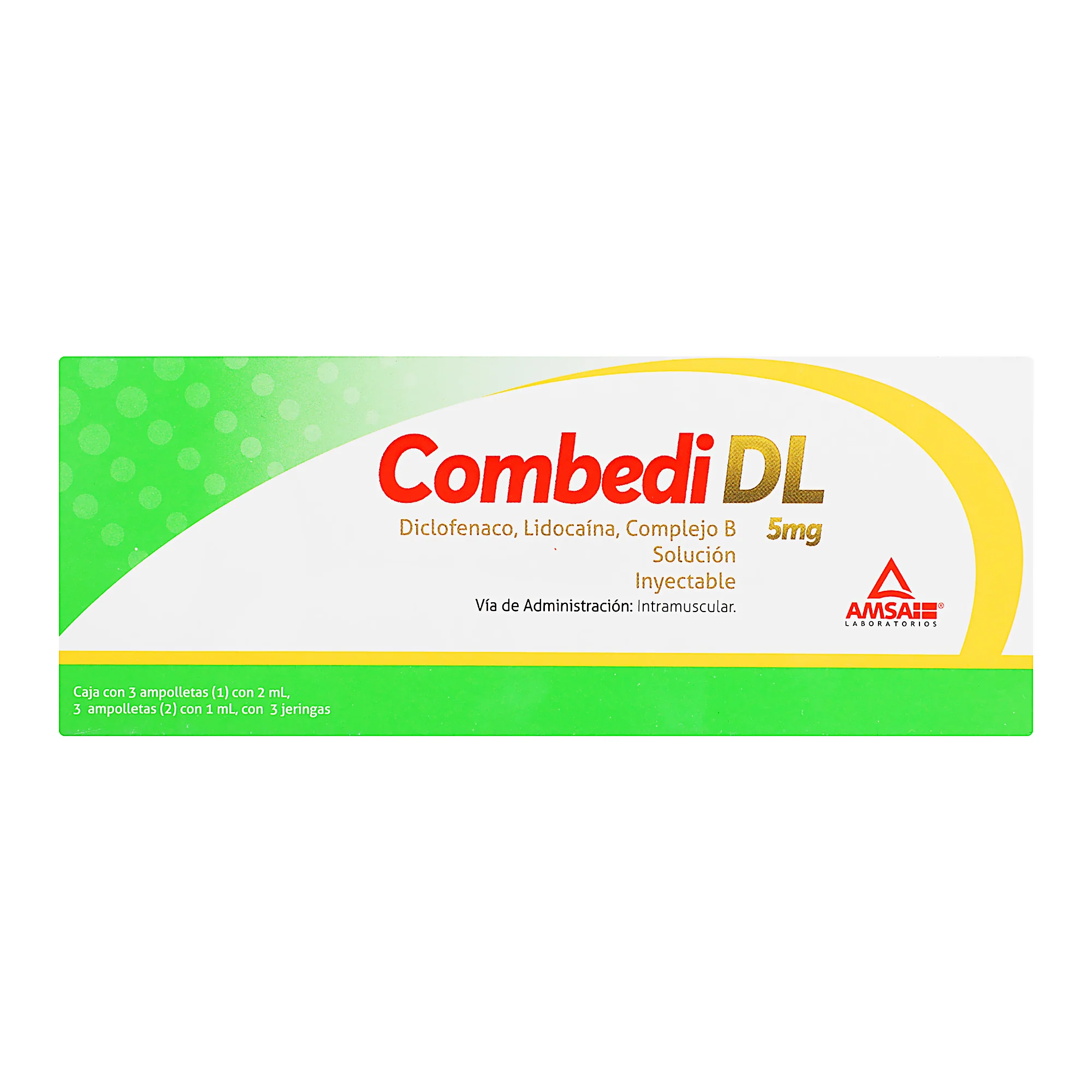Combedi Dl (Diclofenaco/Lidocaina/Complejo B) 5 Mg Con 3 Ampolletas - Imagen 4