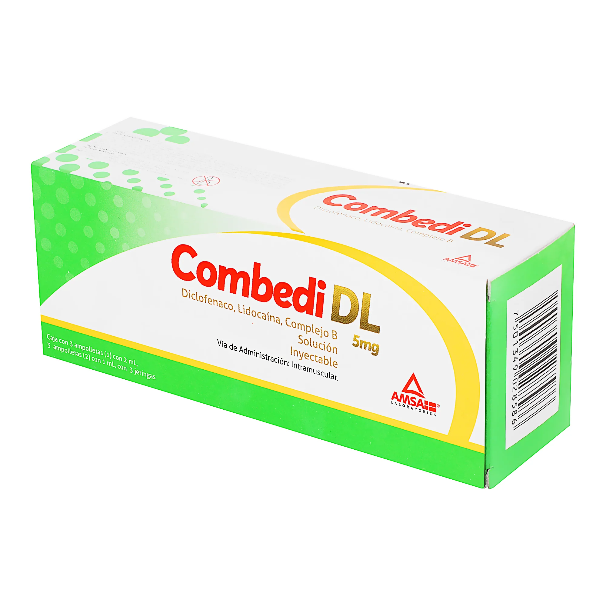 Combedi Dl (Diclofenaco/Lidocaina/Complejo B) 5 Mg Con 3 Ampolletas - Imagen 5