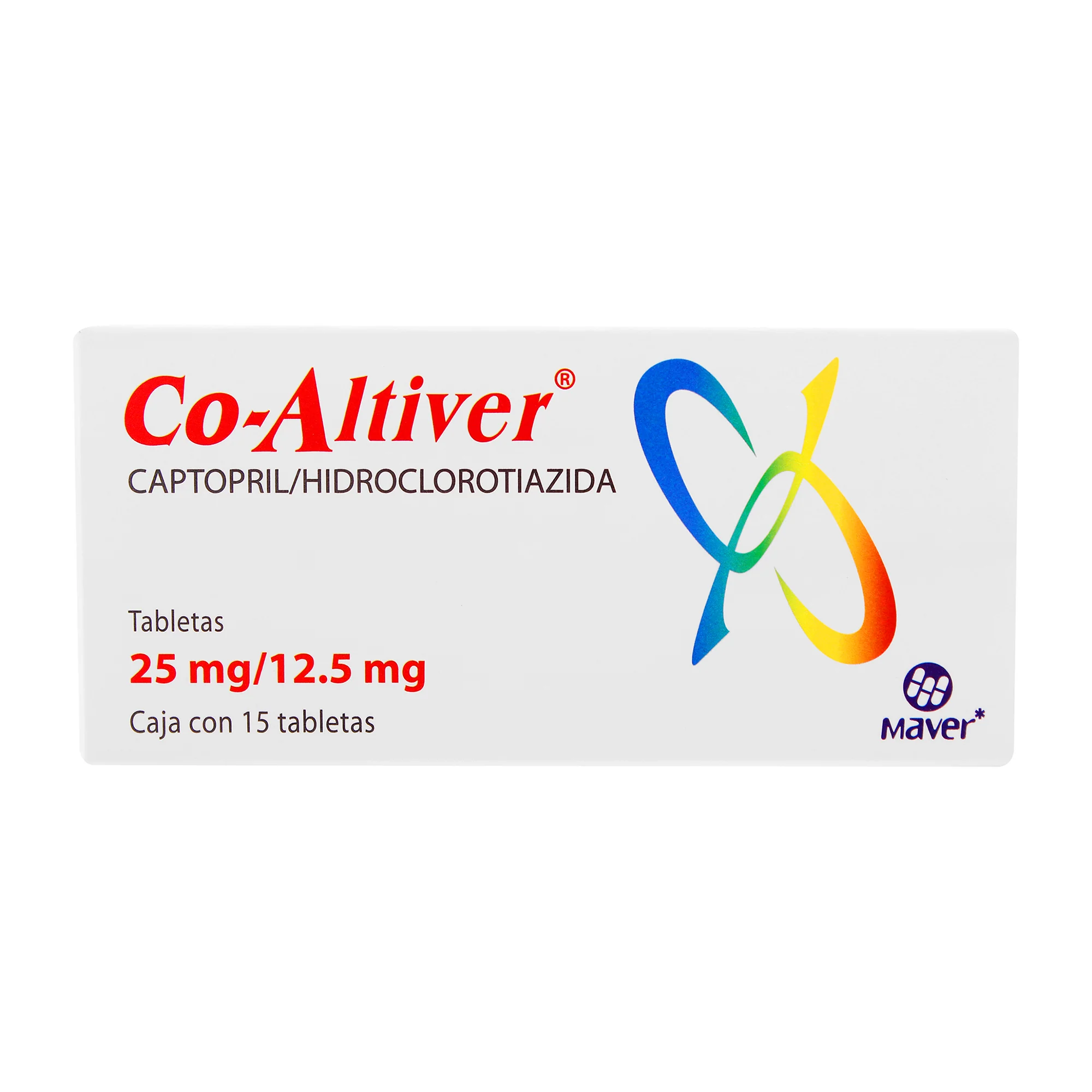Co-Altiver (Captopril/Hidroclorotiazida) 25/12.5 Mg Con 15 Tabletas - Imagen 2