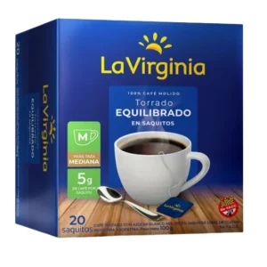 Café en saquitos Sin TACC La Virginia, 100 g / 3,52 oz (Caja de 20 saquitos)